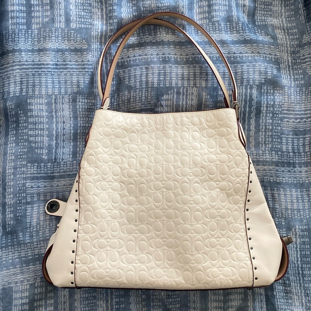 Coach- Edie 31 Shoulder Bag in Signature Leather With Rivets - cream color